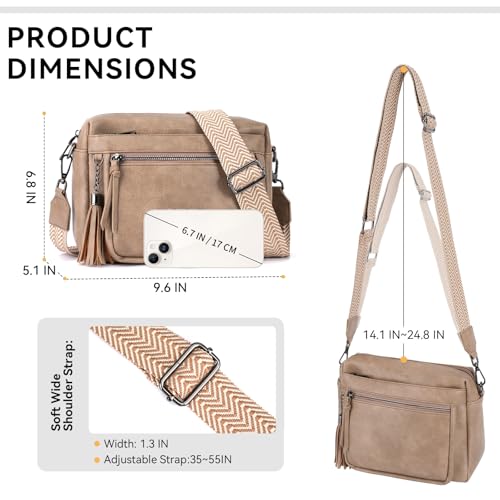 MEITRUE Crossbody Bags for Women, Vegan Leather Crossbody Purse Trendy Multi Pockets Shoulder Handbag with Tassel4