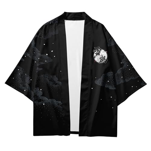 Image of Women's and Men Cardigan Jackets Lightweight Japanese Kimono Long Sleeves Open Front Coat