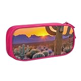 OAZCVBNN Federmäppchen, Motiv: Kaktus, Wüste, Sonnenuntergänge, Aufbewahrung, Make-up, Radiergummis, Stifte, Studenten, Schule, Büro, mehrere Szenen, rose, Eine Größe, Schulranzen-Set