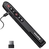 【9-in-1-Multifunktion】 Der Powerpoint-Zeiger bietet praktischere Funktionen als die anderen: Fenster ändern, Hyperlink, Lautstärke +/-, Stummschaltung, Vollbild, schwarzer Bildschirm, Seiten auf und ab, Laser. Mit dem leuchtend roten Laser können Sie problemlos in Ihrem Bericht navigieren.