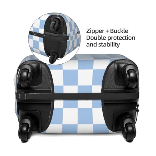 Elastic Travel Luggage Cover,Blue And White Check Pattern Dust-Proof Anti-Scratch Suitcase Cover Washable Suitcase Protector3