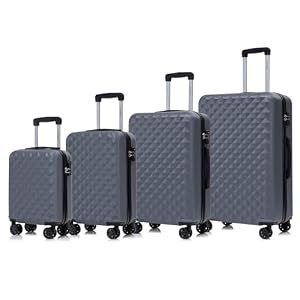 YONSLY YONSLY Premium Reisekoffer TSA-Schloss, Hartschalen-Koffer Trolley Kabinenkoffer Rollkoffer Suitcase Handgepäck 4 Rollen (Grau, S-M-L-XL-Set) YONSLY YONSLY Premium Reisekoffer TSA-Schloss, Hartschalen-Koffer Trolley Kabinenkoffer Rollkoffer Suitcase Handgepäck 4 Rollen (Grau, S-M-L-XL-Set)