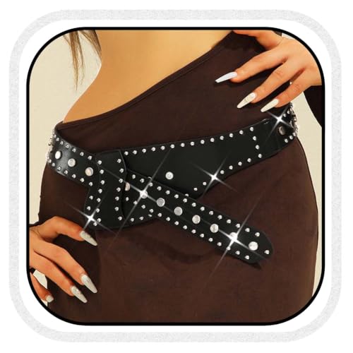 COSYDAYS Punk Studded Leather Belt Rivet Black Chunky Belts Wide Fashion Y2k Belt Accessories for Women