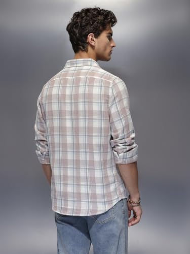 WROGN Men's Pure Cotton Slim Fit Checkered Shirt - Image 4