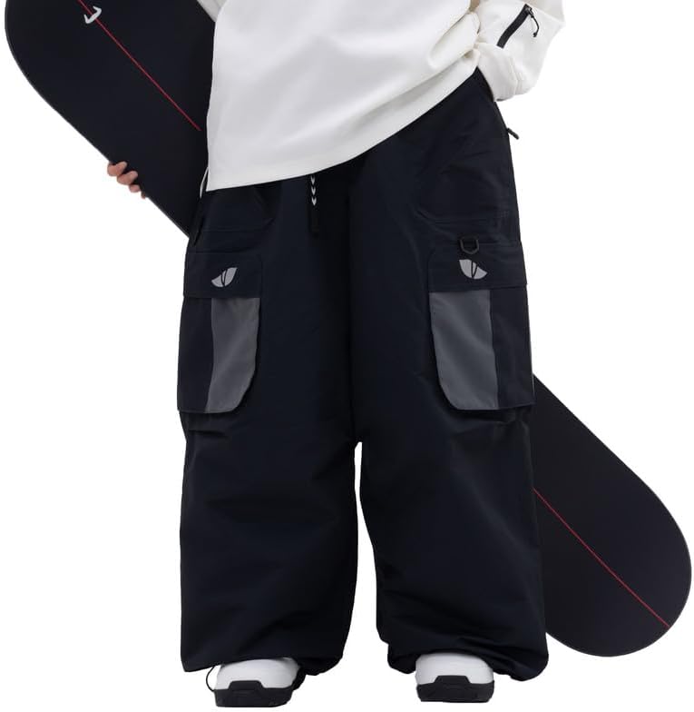 Snowshred Men's Baggy Windproof Cargo Snow Pants Mountain Insulated Ski Pants For Skiing Camping and Outdoor Adventures