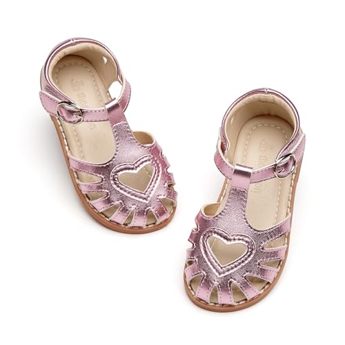 Image of THEE BRON Toddler Girls Closed-Toe Sandals Sweet Retro Cutout Summer Dress Shoes