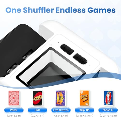 Image of Automatic Card Shuffler for 1-2 Decks, Auto /Manual Modes, USB-C Rechargeable, Quiet Operation, Compatible with UNO, Texas Hold'em Poker, Mahjong, Bridge, Rummy, Skip-Bo, Phase 10 & More Card Games
