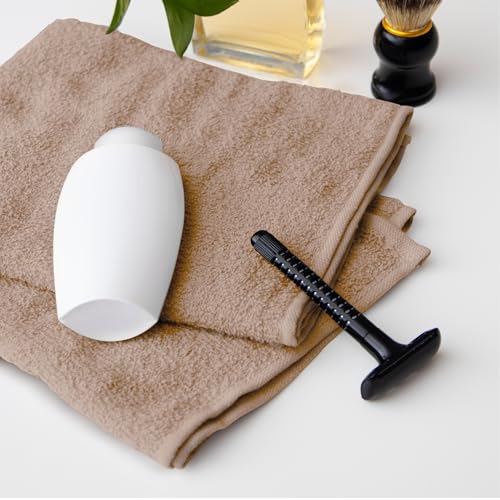 Image of Avalon Towels Salon Towel - Beige Hand Towels Bulk Pack of 24 - 100% Cotton Absorbent Spa, Facial & Gym Towel for Working Out - 16x27 Inches (Not Bleach Proof)