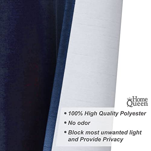 Home Queen Small Room Darkening Curtain Valance For Kitchen, Short Straight Rod Pocket Drape Valence, Set Of 1, 37 X 18 Inch, Navy #TOP5