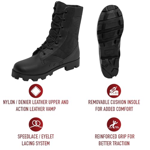Image of Rothco Speedlace Jungle Boots Leather Suede Rugged Tactical Hiking Boot 8 inch High