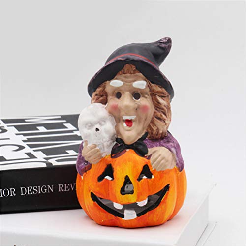 Amosfun 4 peças LED Halloween abóbora bruxa enfeite cerâmica noite luz Halloween Ação de Graças outo