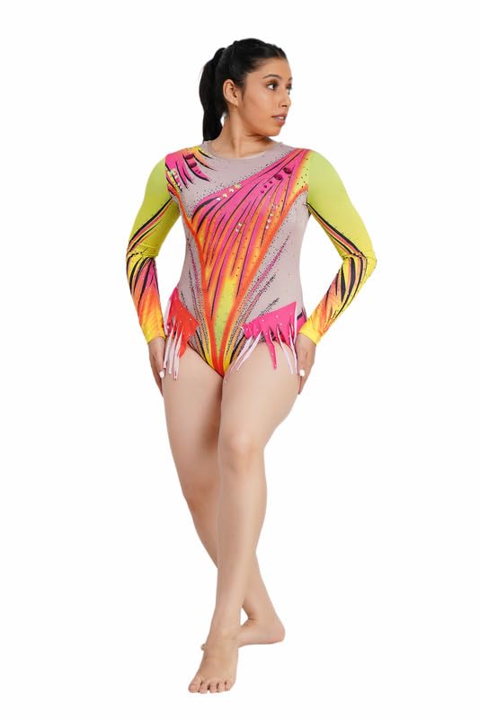 Swades Sports Girls' & Women's Long Sleeve Rhythmic Leotard | Radiant Elegant Stretch Bodysuit for Gymnastics, Dance, Yoga, Acrobatics & Performance (Toddlers, Kids, Adults)-image-39