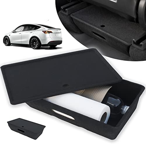 LDCRS Tesla Model Y Under Seat Storage Box Organizer With Lid Tesla Model Y Accessories 2023 2022 2021 2020 Hidden Tray Underseat Storage Organizer Accessory Bin Consoles (Set of 2)