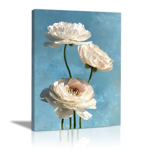 Tableau toile décoration murale pivoine blanche contre les murs vides