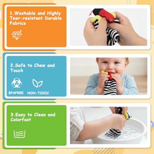 Image of SNOWIE SOFT Rattle Set for Babies 0-6 Months, Baby Socks and Wristband Rattle Toy Set, Cartoon Fun Cotton Socks with Cartoon Plush Rattles Toy for New Born Baby Gifts