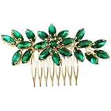 BETITETO Peineta para el pelo con diamantes de imitación de cristal para novia, accesorios pequeños para mujeres y niñas (verde esmeralda)