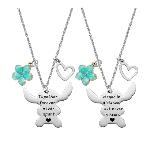 2PCS Best Friend Necklace Set, BFF Friendship Necklace for 2, Long Distance Birthday Jewelry Gift for Sister Bestie