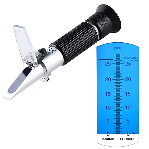 Salinity Refractometer 0~28% for Measuring Sodium Chloride Content in Brine, Seawater and Industry...