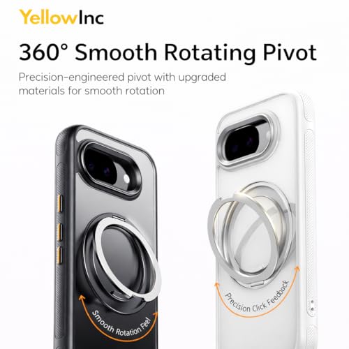 Image of Translucent Black Case for Google Pixel 10A, 360 Magnetic Stand, Alloy Metal Buttons, Aero-Space Grade Protection Cover (Swiss Frosted Black with Stand, Google Pixel 10a)