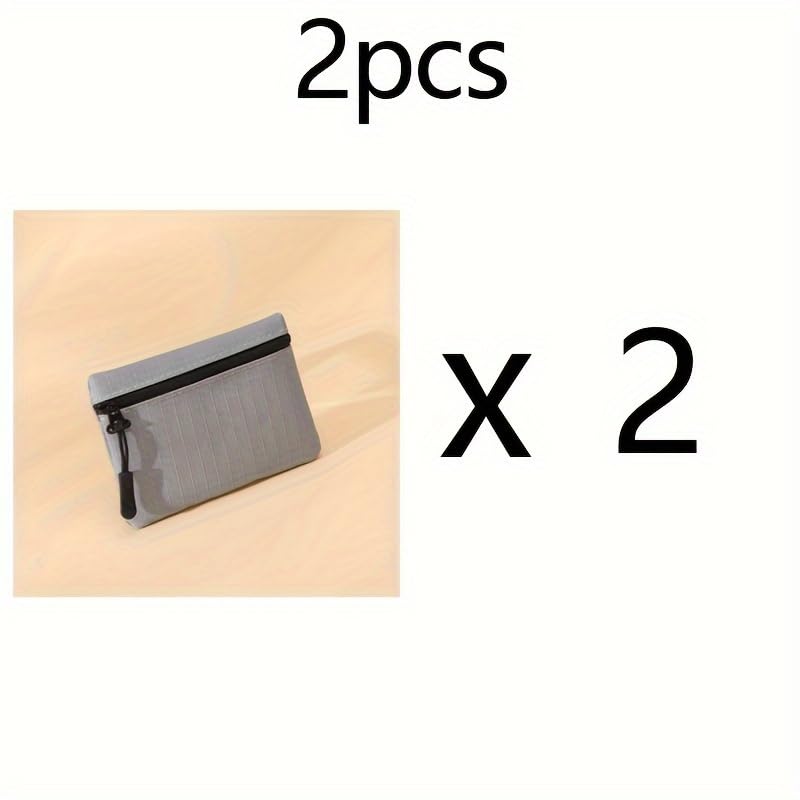 2Pcs,Coin-Purses,Grey,Simple,Polyester,Lightweight,Convenient,Coin-Purses,Daily Use2