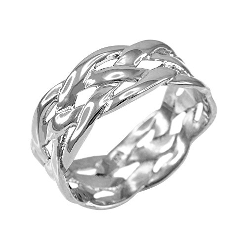 .925 Sterling Silver Celtic Woven Braid Wedding Band - Size 8