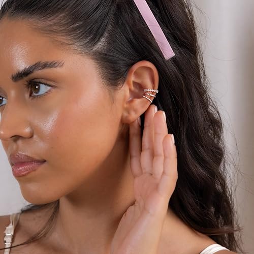 Ear Cuff Earrings for Women Non Piercing - Dainty Cartilage Clip On Earrings Small 925 Sterling Silver Plated Huggie Hoop Cuffs Hypoallergenic Cubic Zirconia Earring for Women Trendy Jewelry Gift3