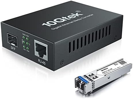Gigabit Single-Mode LC Fiber to Ethernet Media Converter, with A SFP EX Module, 1310nm, SMF, up to 40-KM, 1.25G Fiber to Copper Media Converter, 1000Base-EX to 10/100/1000Base-TX