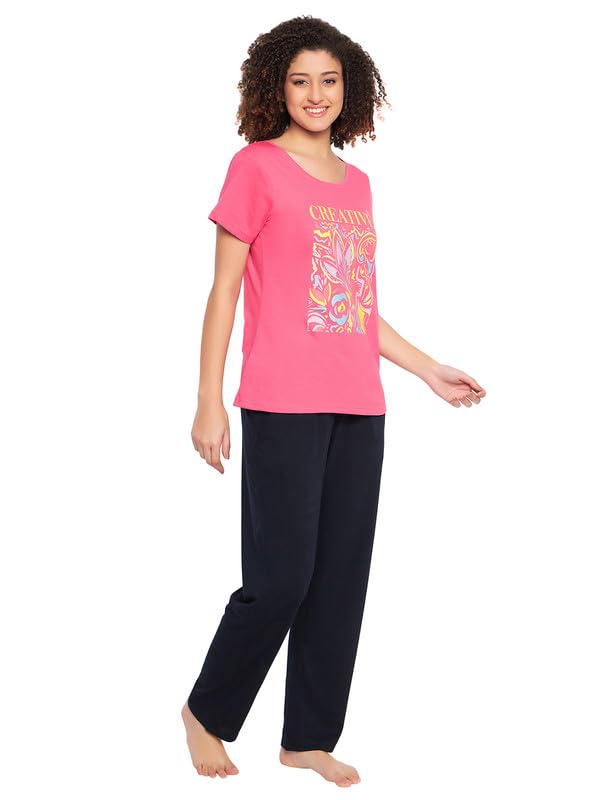 Image of Clovia Women's Cotton Printed Top & Pyjama Set