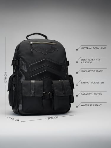 Image of The Souled Store Batman: Gotham Gear Backpack | Heavy Duty Water-Resistant Laptop Bag | Multi-Compartment Travel Rucksack for Men, Women & College Students | Official DC Comics Merchandise
