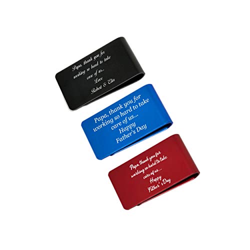 Custom Personalized Aircraft Grade Aluminum laser engraved Money Clip, For Dad, Husband, Friend,Fathers, Grandpa,and mom