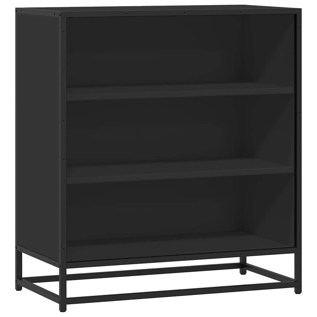 Szafka czarna 68x35x76 cm materia drewnopochodny i metal industrieele kast met 3 open planken voor opbergruimte in keuken woonkamer stabiel duurzaam