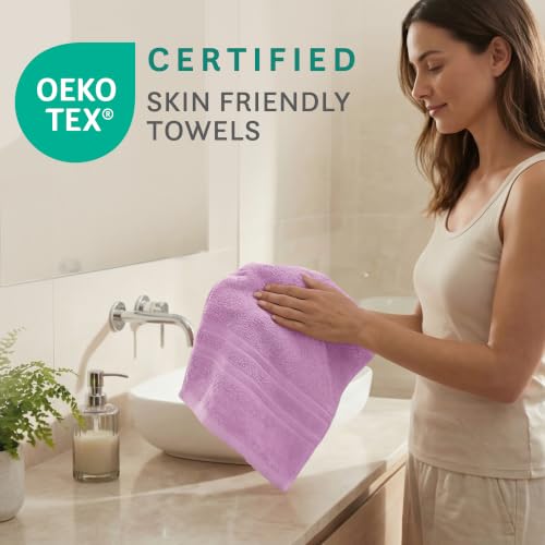 Image of MYTRIDENT Trident Hand Towels, 100% Cotton, Highly Absorbent, Super Soft, 2 Piece Hand Towel Set, 400 GSM, Hand Towel Set of 2, Gym - Spa Towel, Comfort Living Towel-Violet Sky