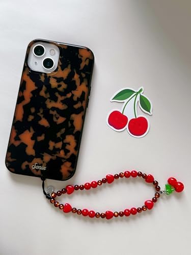 Drawwind Phone Charm Beaded Wristlet Strap Universal Cell Phone Lanyard Cute Bracelet Wrist Strap Beaded Chain String Handmade Accessories for Case Camera Bags (Sweet Cherries) — view 3