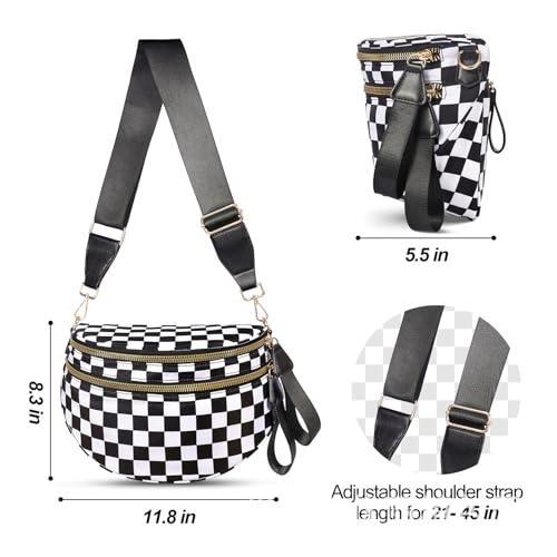 Spacious Checkered Crossbody Bag, Solid Adjust Waterproof Bum Bag Handbags Wallets for Women Travel and Everyday4