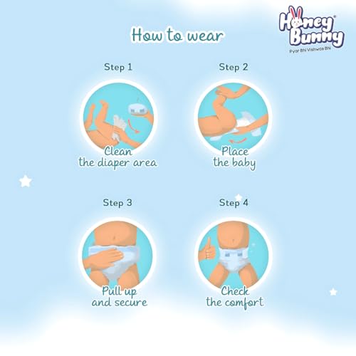 Image of Honey Bunny Everyday Baby Diapers Pants | Extra Extra Large (XXL), 38 Count, 17-25 kg | Silky Soft on Skin | 12 Hours Protection Baby Diaper