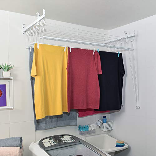 Varal de Parede e Teto Prático - 7 Varetas Individuais de 1,20 metros