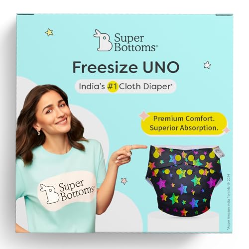 Image of Superbottoms Cloth Diapers For Babies - Starter Cloth Diaper Pack With 1 Freesize Uno|Diapers For Babies From 3M To 3Y With 3 Reusable Diaper Liners,1 Insert And 1 Booster Pad,1 Count