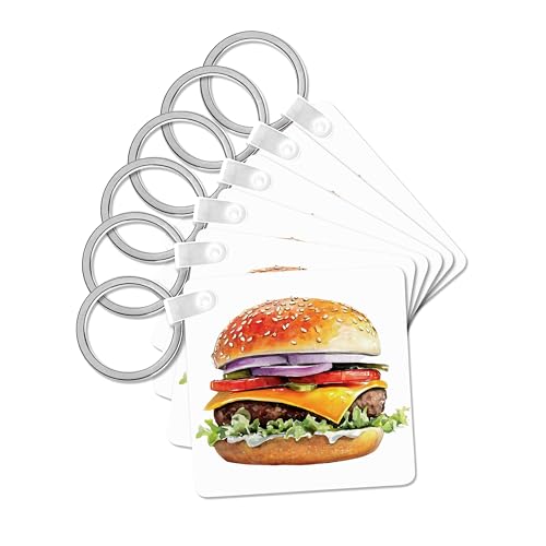 3dRose Cheeseburger Illustration set of 6 Key Chains
