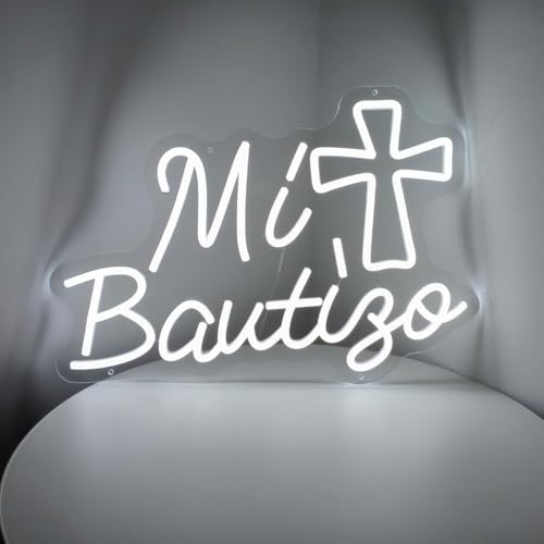 XIMAQIS Mi Bautizo Neon Sign, 17 Inch USB Powered LED Baptism Neon Light Sign for Baby Shower, Children's Birthday Party, Home, Pub Bar, Room Wall Decoration, Easter Gift by XIMAQIS - Image 5