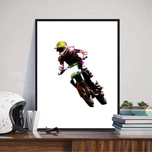 Póster de motocross abstracto de 60x80cm en lienzo para decoración de dormitorio infantil
