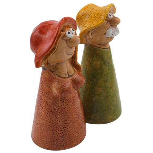 Dekohelden24 Keramik Zaunstecker Mann und Frau als 2er Set, Maße je Figur L/B/H ca. 9 x 9 x 20 cm.