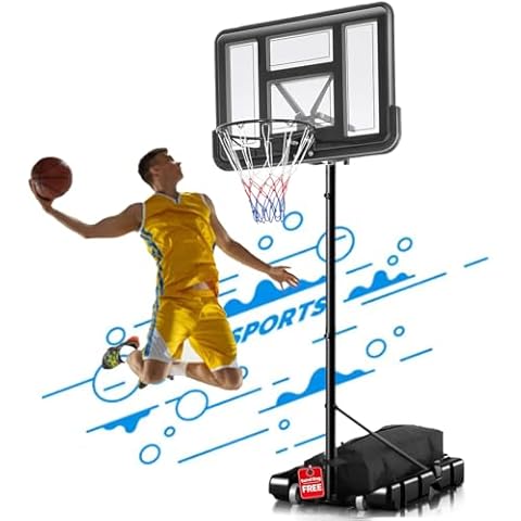 Basketball Hoop Outdoor 10ft Adjustable Portable Basketball Hoops & Goals System for Kids Youth and Adults in Backyard/Driveway/Indoor, 48 Inch Shatterproof Backboard, Fillable Base Cover