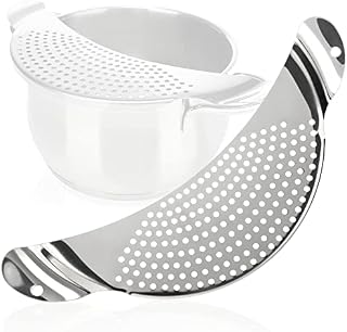 COM-FOUR® sitko do garnków - sitko w ksztalcie pólksiezyca - kratka ociekowa do misek, patelni i garnków 24 cm - pólokragle sitko, sitko do makaronu mozna myc w zmywarce, stal nierdzewna 430