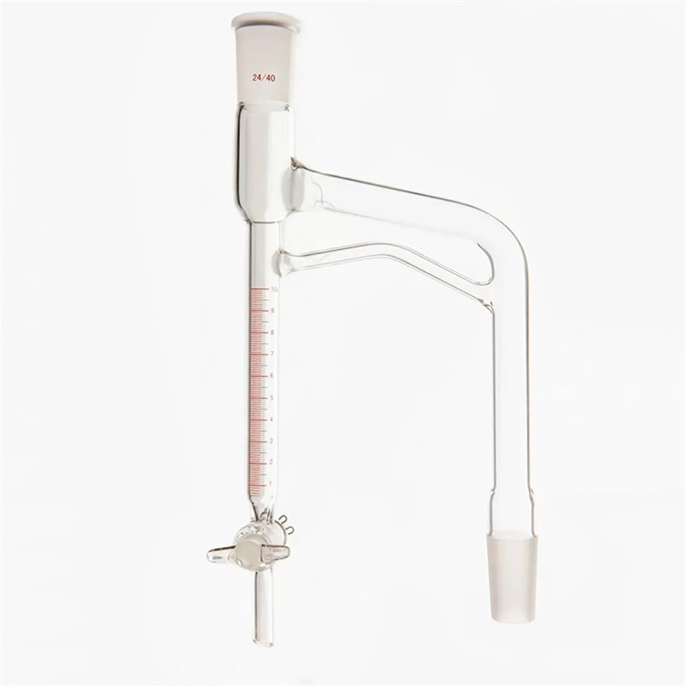 Graduierter Destillationsempfänger D46 aus Borosilikatglas, 10ml/20ml, Verbindung 24/40, PTFE/Glasventil(10mL Glass valve)