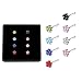 LOYALLOOK 8Pcs Surgical Steel Crystal Flower Nose Ring Stud Straight Bone Stud Ring with Box