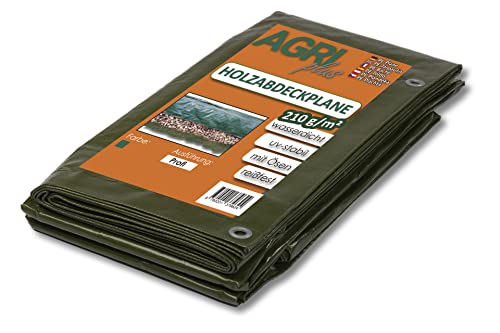 AGRI plus Lona para cubrir madera de 1,5 x 10 m, con ojales, 210 g/m², lona de tejido de PVC con refuerzo en el borde, lona de madera para una cobertura a largo plazo, resistente a los rayos UV Cover