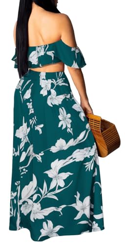 Image of Sexy Two Piece Sets for Women Vacation Elegant Sleeveless Top Long Split Maxi Dress Beach Swimwear