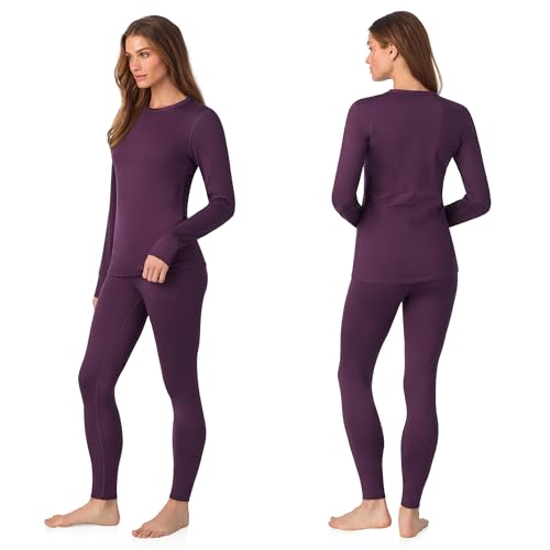 Image of Cuddl Duds Womens Heavyweight Cold Weather Fleece Lined Thermal Set - Long Sleeve Top & Leggings - Winter Lounge Sets
