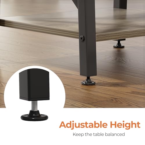 Image of GreenForest Square End Table 24 Inch with X-Frame 2-Tier Storage | Nightstand for Living Room & Bedroom, Rustic Decor, Sturdy, Waterproof Scratchproof Top, Easy Assembly, Gray Wash