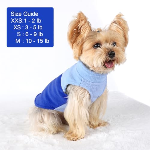 Image of Dog Clothes for Small Dogs Fleece Vest Dog Sweater Boy Girl, Warm Pullover Fleece Doggie Jacket, Winter Pet Ourfit Chihuahua Sweater - Yorkie Clothes (Double Blue, Small)